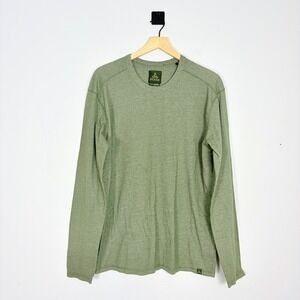 Prana Mens Keller Long Sleeve Crew T Shirt Size XL Green Organic‎ Cotton